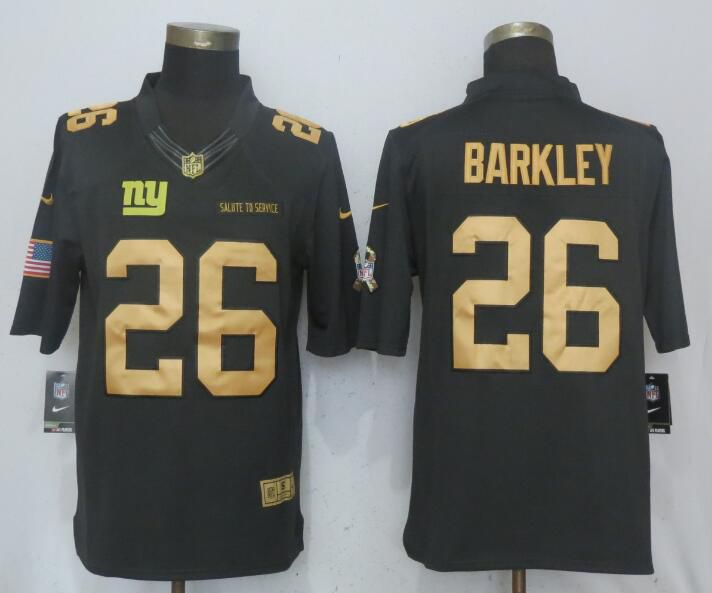 Men New York Giants #26 Barkley Gold Anthracite Salute To Service Limited Nike NFL Jerseys
